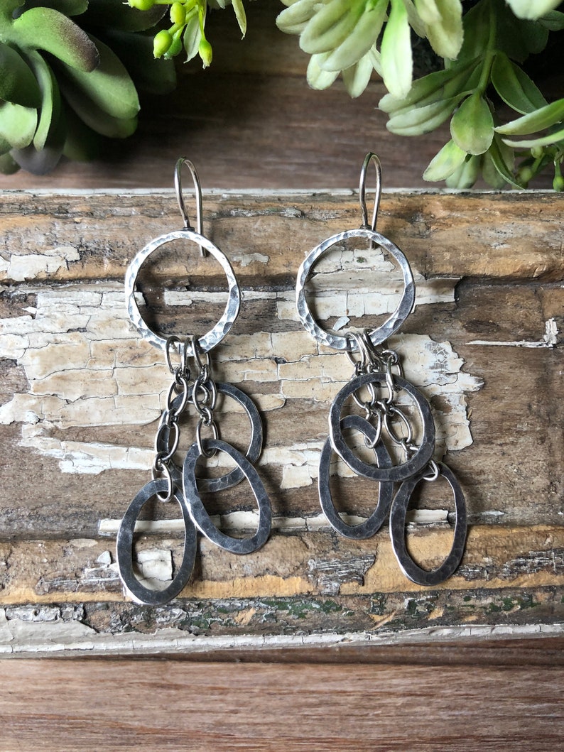 SILPADA Jewelry Retired Sterling Silver 'CHAIN REACTION' Oval Link Dangle Earrings image 1