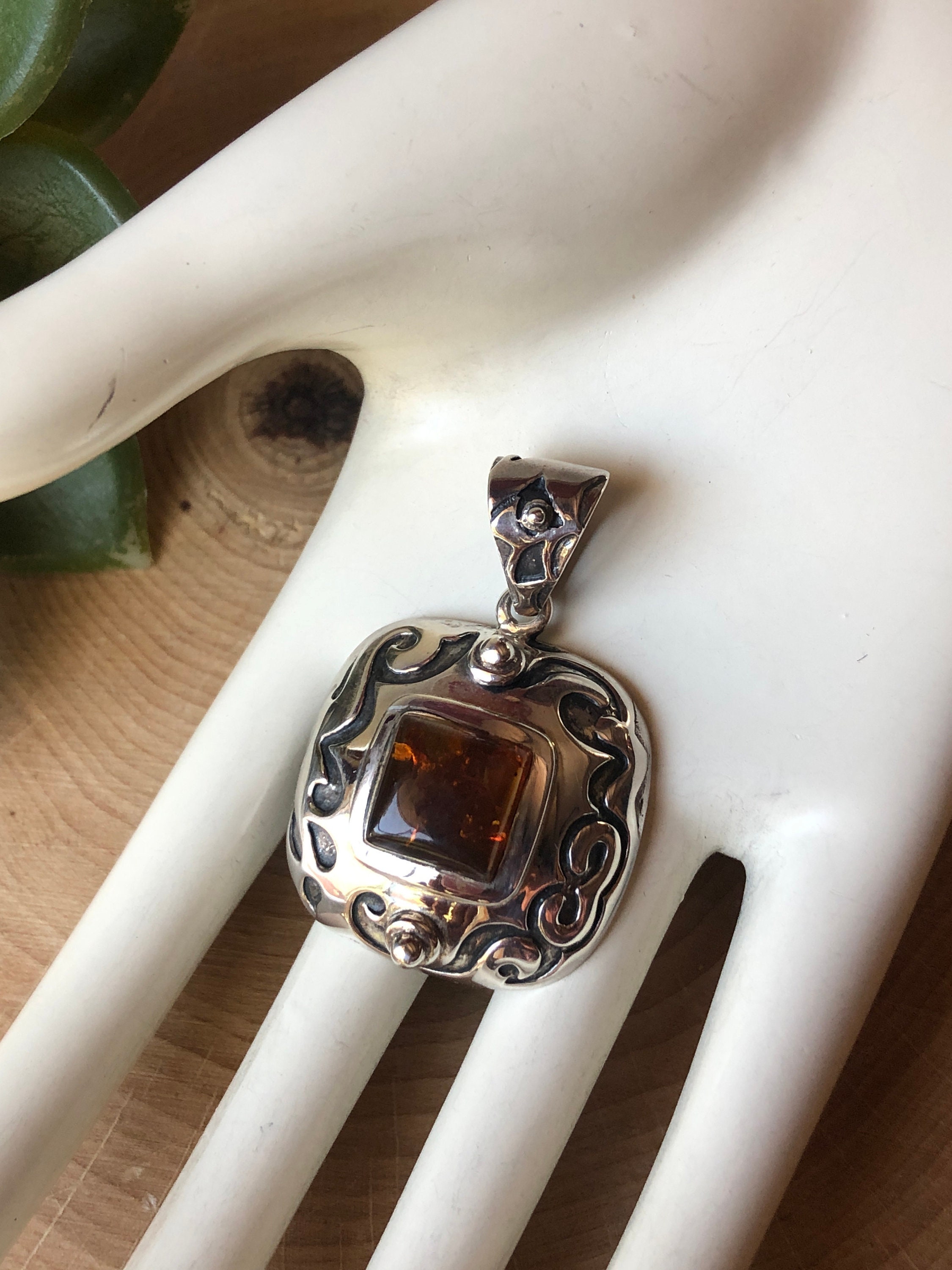 SILPADA Jewelry Retired Amber & Sterling Silver Pendant - Etsy