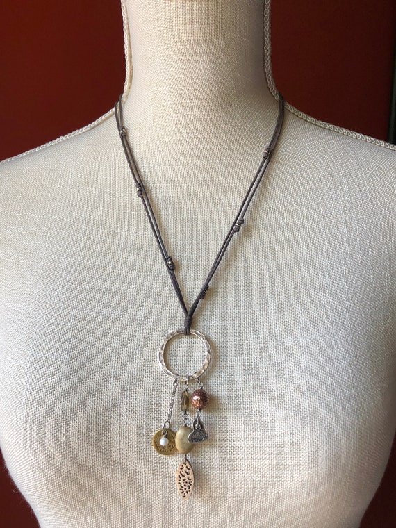 SILPADA Jewelry Retired Sterling Silver Brown Cord Charm