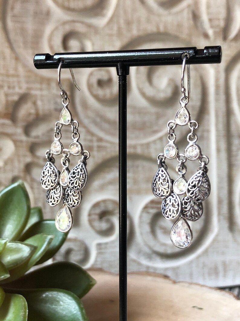 SILPADA Jewelry Retired Sterling Silver & Cubic Zirconia Cascading Dangle Earrings image 7