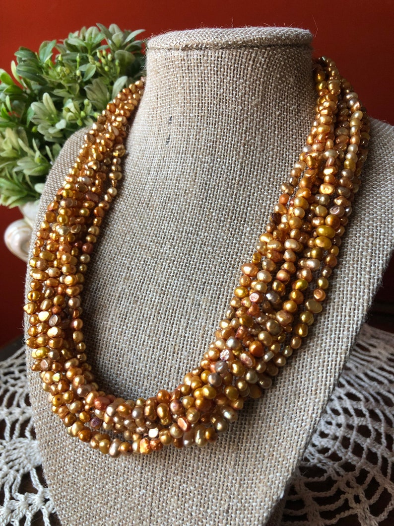 Vintage SILPADA Jewelry ~ Copper Freshwater Pearl Multi-Strand Necklace