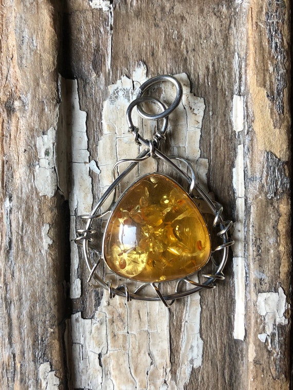SILPADA Jewelry - Retired ~ Amber & Sterling Silver Artisan Pendant