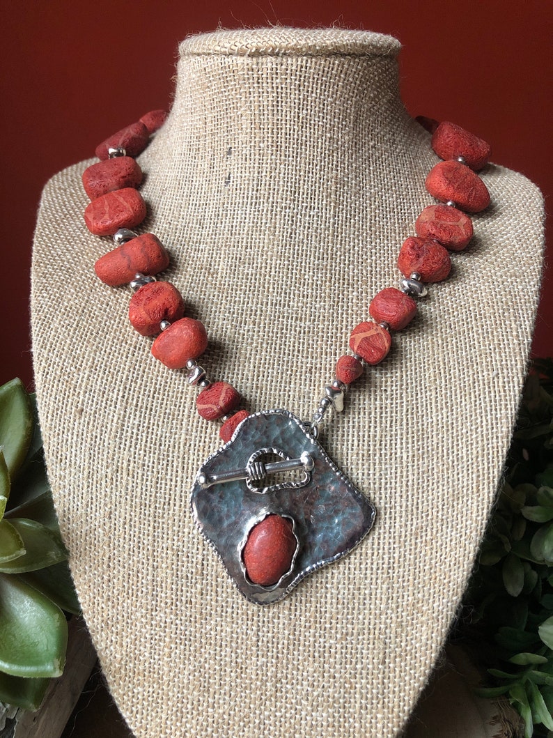SILPADA Retired Jewelry Coral & Sterling Silver Necklace Etsy