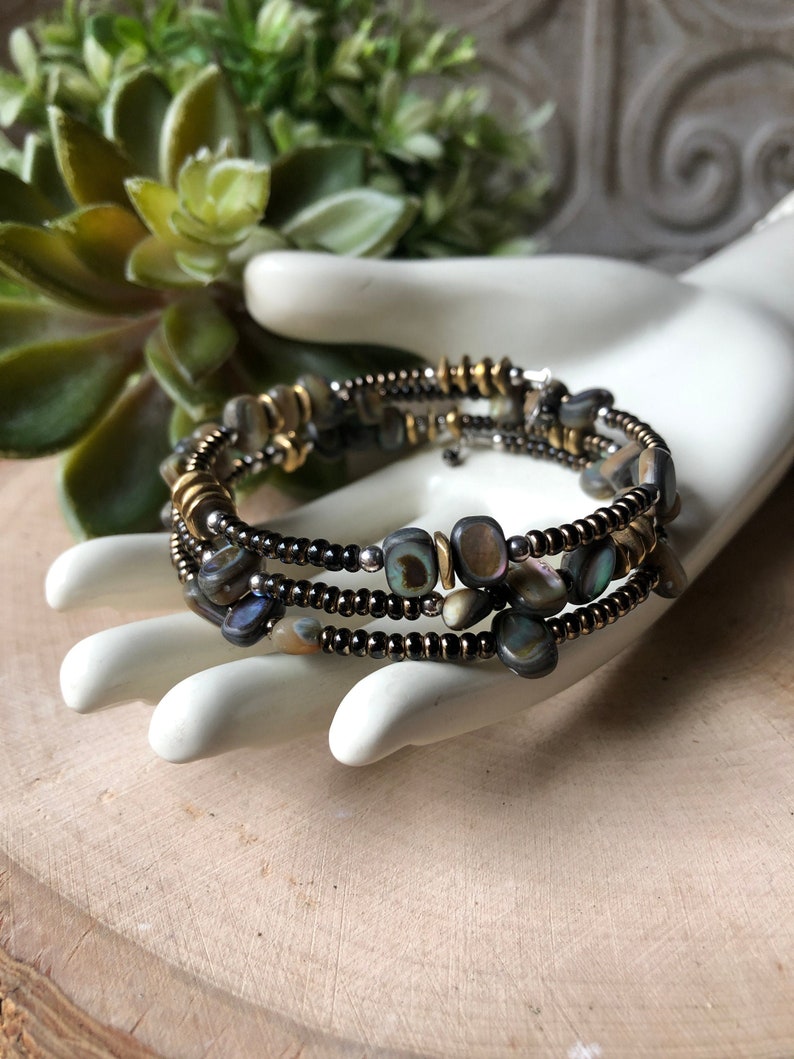 SILPADA Jewelry Retired Abalone & Bronze Seed Bead Wrap Etsy