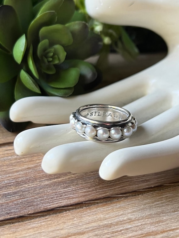 SILPADA Jewelry Retired NESTED PEARLS Sterling Silver Ring Size 5