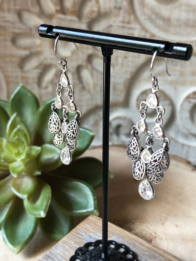 SILPADA Jewelry Retired Sterling Silver & Cubic Zirconia Cascading Dangle Earrings image 5