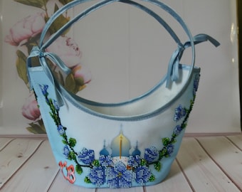Easter basket, hand-embroidered with a biblical scene