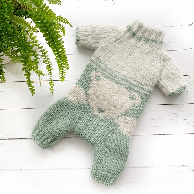 Knit dog coat Knit dog overalls with teddy bear for small and medium dogs Custom dog clothes