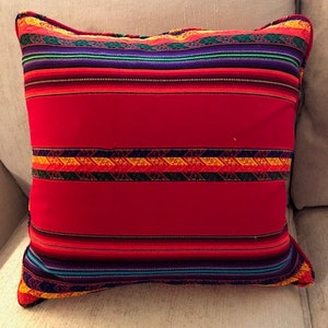 Peruvian Red Colorful Pillow