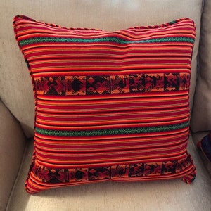 Peruvian Bright Red Colorful Pillow