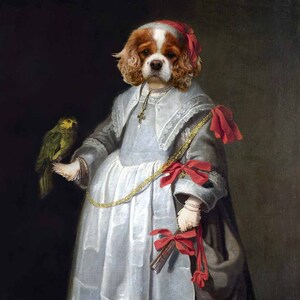 Blenheim Cavalier King Charles Spaniel Giclee  8x10 or 11x14 Paper or Canvas Print Pet Renaissance Portrait Dog Art, Anthropomorphic-Gift