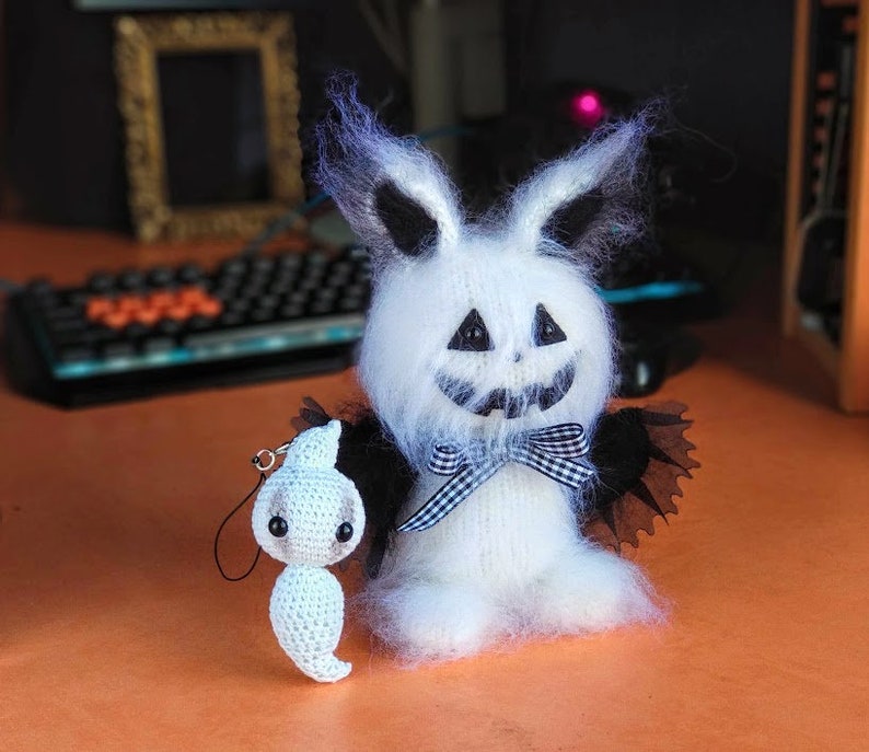 White ghost bat pumpkin pluch toy Weird Stuffed Animals | Etsy