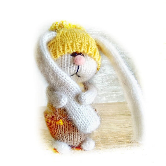 Bunny Plush Crochet White Bunny Handmade Bunny Knitted Animal Bunny Easter symbol Knitted Rabbit Amigurumi Bunny Gift for Kid