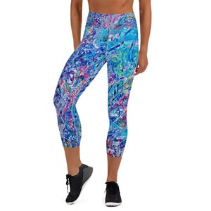 Capri Leggings For Women, Yoga Pants, Workout Leggings, Yoga Leggings, Exercise Leggings, Abstract Art Inspired Leggings, Gifts For Her