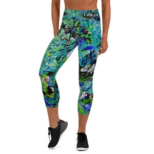 Capri Leggings For Women, Yoga Pants, Workout Leggings, Yoga Leggings, Exercise Leggings, Abstract Art Inspired Leggings, Gifts For Her