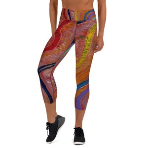 Capri Leggings For Women, Yoga Pants, Workout Leggings, Yoga Leggings, Exercise Leggings, Abstract Art Inspired Leggings, Gifts For Her