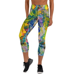 Capri Leggings For Women, Yoga Pants, Workout Leggings, Yoga Leggings, Exercise Leggings, Abstract Art Inspired Leggings, Gifts For Her