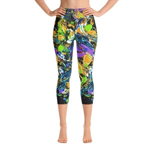 Capri Leggings For Women, Yoga Pants, Workout Leggings, Yoga Leggings, Exercise Leggings, Abstract Art Inspired Leggings, Gifts For Her