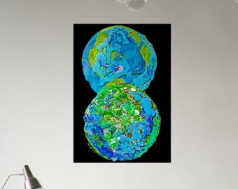 Aluminum Print: A Filigree in Blues & Greens - Abstract Art - Wall Decor - Planet Earth Art  - Hemisphericals Collection