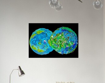Aluminum Print:  A Filigree in Blues & Greens - Abstract Art - Wall Decor - Planet Earth Art Hemisphericals Collection