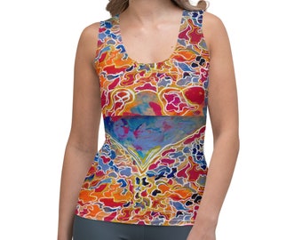 Lunaberry Moth Abstract Art Inspired Art Tank Top, Women's Fashion Apparel