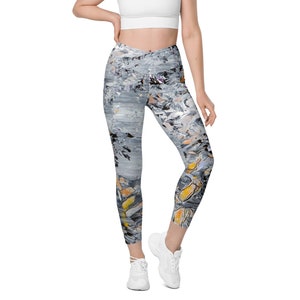 Crossover Leggings For Women, Yoga Pants, Workout Leggings, Yoga Leggings, Exercise Leggings, Abstract Art Inspired Leggings, Gifts For Her