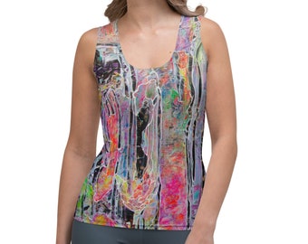 Tank Top, Fashionable, Workout, Abstract Art Inspired, Columns in Time