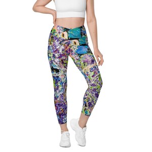 Crossover Leggings For Women, Yoga Pants, Workout Leggings, Yoga Leggings, Exercise Leggings, Abstract Art Inspired Leggings, Gifts For Her