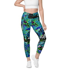 Crossover Leggings For Women, Yoga Pants, Workout Leggings, Yoga Leggings, Exercise Leggings, Abstract Art Inspired Leggings, Gifts For Her