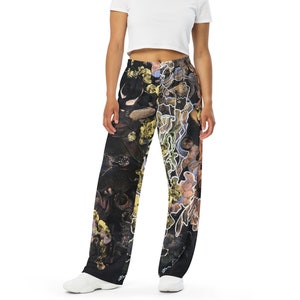 Unisex Wide-Leg Lounge Pants, Elastic Waist, Drawstring, Jersey Fabric, Relaxed Fit, Sweatpants, Art:  The Sparkling Night