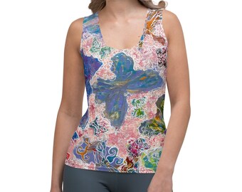 Lunaberry Moths Abstract Art Inspired Tank Top, Women's Fashion Apparel