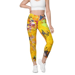 Crossover Leggings For Women, Yoga Pants, Workout Leggings, Yoga Leggings, Exercise Leggings, Abstract Art Inspired Leggings, Gifts For Her