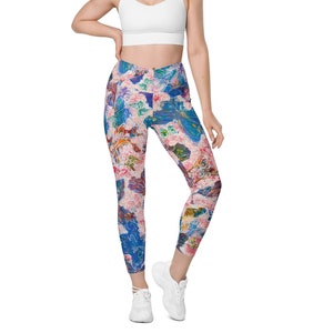 Crossover Leggings For Women, Yoga Pants, Workout Leggings, Yoga Leggings, Exercise Leggings, Abstract Art Inspired Leggings, Gifts For Her