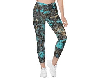 Crossover Leggings for Women, 2XS-6XL,  Yoga Pants, Pockets, Fashion Leggings, Stretchy Polyester Spandex, Night Time Blues