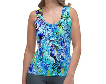 Abstract Art Inspired Tank Top, Spandex Blend, A Tree in The Sea