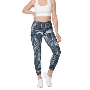 Crossover Leggings For Women, Yoga Pants, Workout Leggings, Yoga Leggings, Exercise Leggings, Gifts For Her, Art:  Forest Life at Midnight