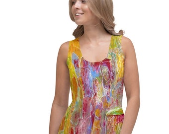 Tank Top, Fashionable, Workout, Abstract Art Inspired, City in The Color Rain Forest