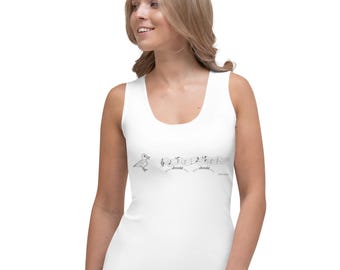 Tank Top For Women, Cartoon, Music Notes