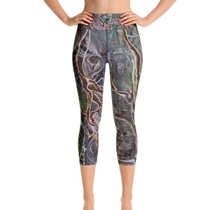 Capri Leggings For Women, Yoga Pants, Workout Leggings, Yoga Leggings, Exercise Leggings, Gifts For Her, Art: Forestation & Sun Glimmers