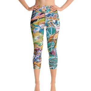 Capri Leggings For Women, Yoga Pants, Workout Leggings, Yoga Leggings, Exercise Leggings, Abstract Art Inspired Leggings, Gifts For Her
