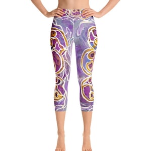 Capri Leggings For Women, Yoga Pants, Workout Leggings, Yoga Leggings, Exercise Leggings, Abstract Art Inspired Leggings, Gifts For Her