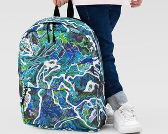 Back to School Backpack, Water-Resistant, Laptop Bag, Inside Pocket, Zipper, Padded Shoulder Straps, Art: Pathways