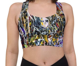 Sports Bra, Longline, Running, Jumping, Exercising, Yoga, Mesh Lined, Removable Padding, Double Layered, Night Illuminations