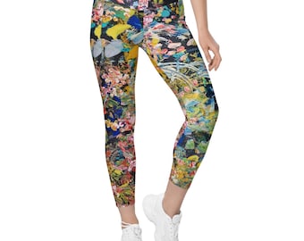 Crossover Leggings For Women, Yoga Pants, Workout Leggings, Exercise Leggings, Art Inspired Leggings, Gifts For Her, Art:  Summer Dance 2