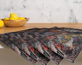 Placemats, Featuring 4 Original Abstract Art Paintings, Table Linens, Home Decor, Dining, Festive, Party Linens, Art:  Spotted Zebra