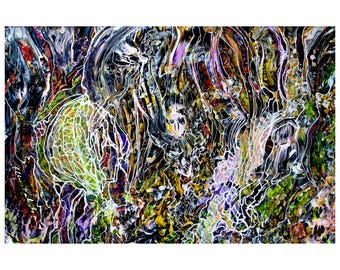 Night Illuminations - Original Painting, Journeys Into Color Collection, Abstract Contemporary Art, Mysterious, Thriller, Sinister