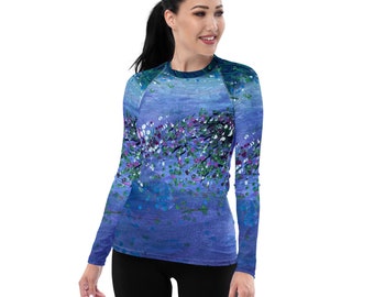 Women's Long Sleeve Top, Rash Guard, UPF 50, Stretch, Slim Fit, Long, Fluorescence
