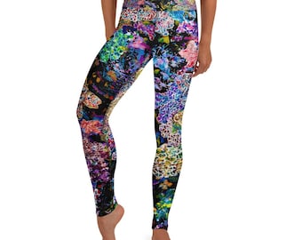 Leggings for Women, Ankle Length Yoga Pants, Artist Designed Fashion Leggings, Stretchy Polyester Spandex, Butterflies in Orbit