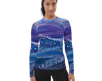 Women's Long Sleeve Top, Rash Guard, UPF 50, Stretch, Slim Fit, Long, Scintillating Vista