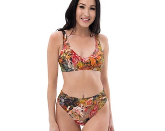 Hoch taillierte Bikini-Badeanzug, Frauen, Jugendliche, zweiteiliger Badeanzug, abstrakte Kunst inspiriert, Geschenk für sie, Sommermode, Strand, Kunst: Redaway